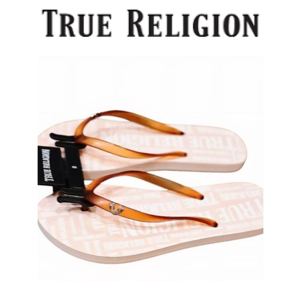 True Religion Logo Thong Sandals